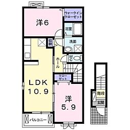 ファミールヒルズ II 2階2LDKの間取り
