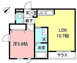 FERIO笹塚 1LDKの間取図画像