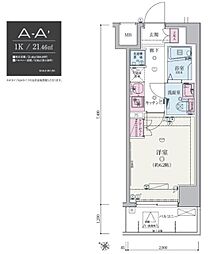 リヴシティ武蔵浦和 6階1Kの間取り