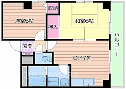 都島リバーサイド 2DKの間取図画像