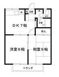 グランドハイツA棟 2DKの間取図画像