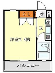 グレース大倉山 1Kの間取図画像