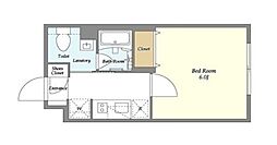 ガーデンレジデンス恵比寿 1階1Kの間取り