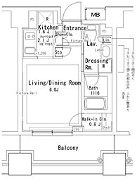 パークアクシス御茶ノ水ステージ 11階1Kの間取り