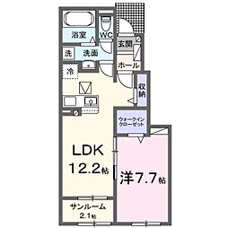 JR和歌山線 岩出駅 徒歩18分の賃貸アパート 1階1LDKの間取り