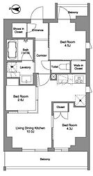 荒川区東日暮里2丁目マンション 3LDKの間取図画像
