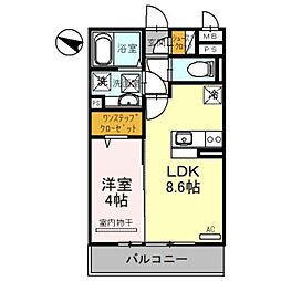 アビタシオン花房 3階1LDKの間取り