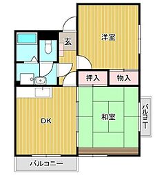 JLBグランエクリュ明大前 2DKの間取図画像