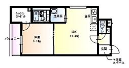 フジパレス豊里3番館 1LDKの間取図画像