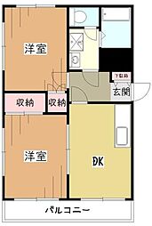 第2フジビル 1LDKの間取図画像