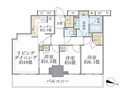 プラウドタワー東池袋ステーションアリーナ 32階3LDKの間取り