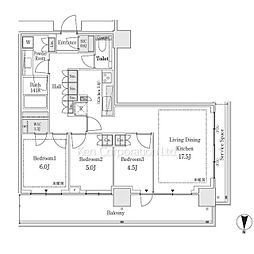 パークシティ中野ザタワーエアーズ 3LDKの間取図画像
