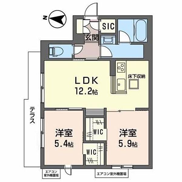 ＳｈａＭａｉｓｏｎ　Ｎｏｒｔｈ　Ｆｉｅｌｄ 0103｜大阪府堺市堺区向陵西町３丁(賃貸マンション2LDK・1階・56.76㎡)の写真 その2