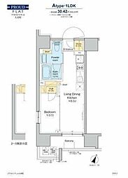 プラウドフラット大井町 8階1LDKの間取り