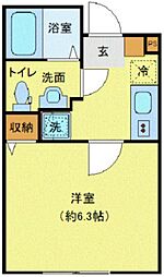 エクセラン南千住II 3階1Kの間取り