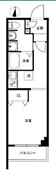 クリアルプレミア目黒 1階ワンルームの間取り
