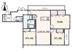エクラージュ笹塚 3LDKの間取図画像