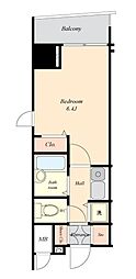 プレール武蔵小山弐番館 1Kの間取図画像