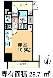 センテニアル王子神谷 3階ワンルームの間取り