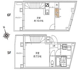 レピュア西尾久レジデンス 5階2LDKの間取り