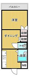 ウイングロード・井尻 2DKの間取図画像