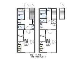 JR八高線 北八王子駅 徒歩10分の賃貸アパート 1階1Kの間取り