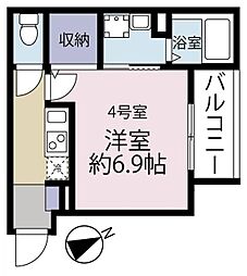 VINES海老名 1Kの間取図画像