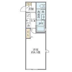 JR総武線 新小岩駅 徒歩4分の賃貸マンション 2階1Kの間取り