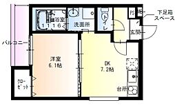 フジパレス月出町3番館 1DKの間取図画像