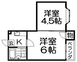リードマンション 2Kの間取図画像