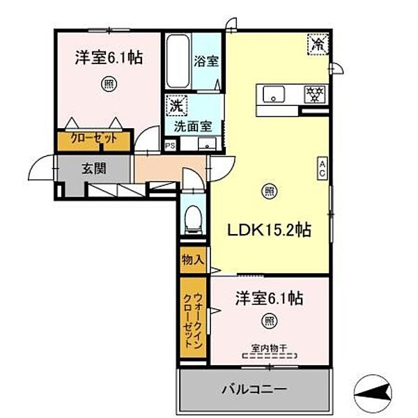 ラ・ルーチェ宮の陣駅前 301｜福岡県久留米市宮ノ陣１丁目(賃貸アパート2LDK・3階・64.59㎡)の写真 その2