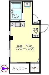 ノクティ・エイチ2 ワンルームの間取図画像