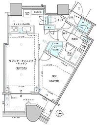 パークタワー勝どきサウス 1LDKの間取図画像