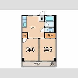 三陽リビング 1階2DKの間取り