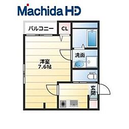 エヌエムスワサントカンズ 1Kの間取図画像