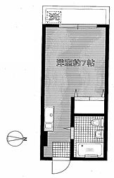 東京メトロ南北線 白金高輪駅 徒歩6分の賃貸マンション 2階ワンルームの間取り