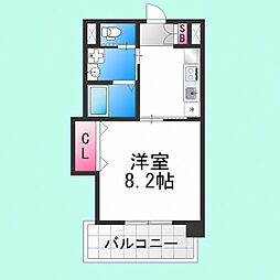 朱雀 1Kの間取図画像