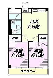 サンライズコーポ 2LDKの間取図画像