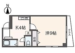 エクレール・オオタ2 1Kの間取図画像