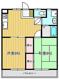 トラッドハウスK 2DKの間取図画像