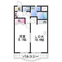 JR紀勢本線 紀三井寺駅 徒歩32分の賃貸マンション 4階1LDKの間取り