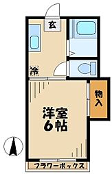 フォーブルハヤシ 2階1Kの間取り