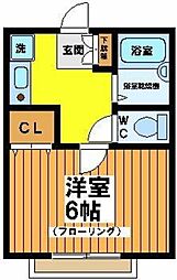 ソレイユ和泉 1階1Kの間取り