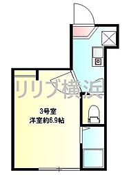 デルタ横浜 1Kの間取図画像