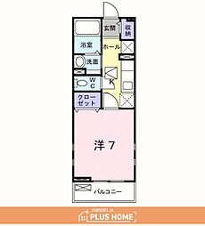 ヴァンクール2 1Kの間取図画像