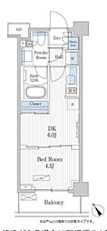 パークアクシス門前仲町テラス 1DKの間取図画像