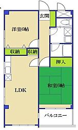ネバーランド 1階2LDKの間取り