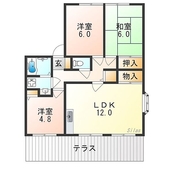 クレスト羽曳野II　Ｂ棟 ｜大阪府羽曳野市伊賀１丁目(賃貸アパート3LDK・1階・66.83㎡)の写真 その2