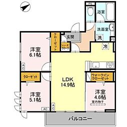 モンステラ 3階3LDKの間取り