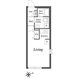 パセオ四谷 4階ワンルームの間取り
